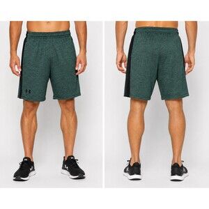 Under Armour Men's Medium HeatGear Loose Green Black Athletic Shorts Gym